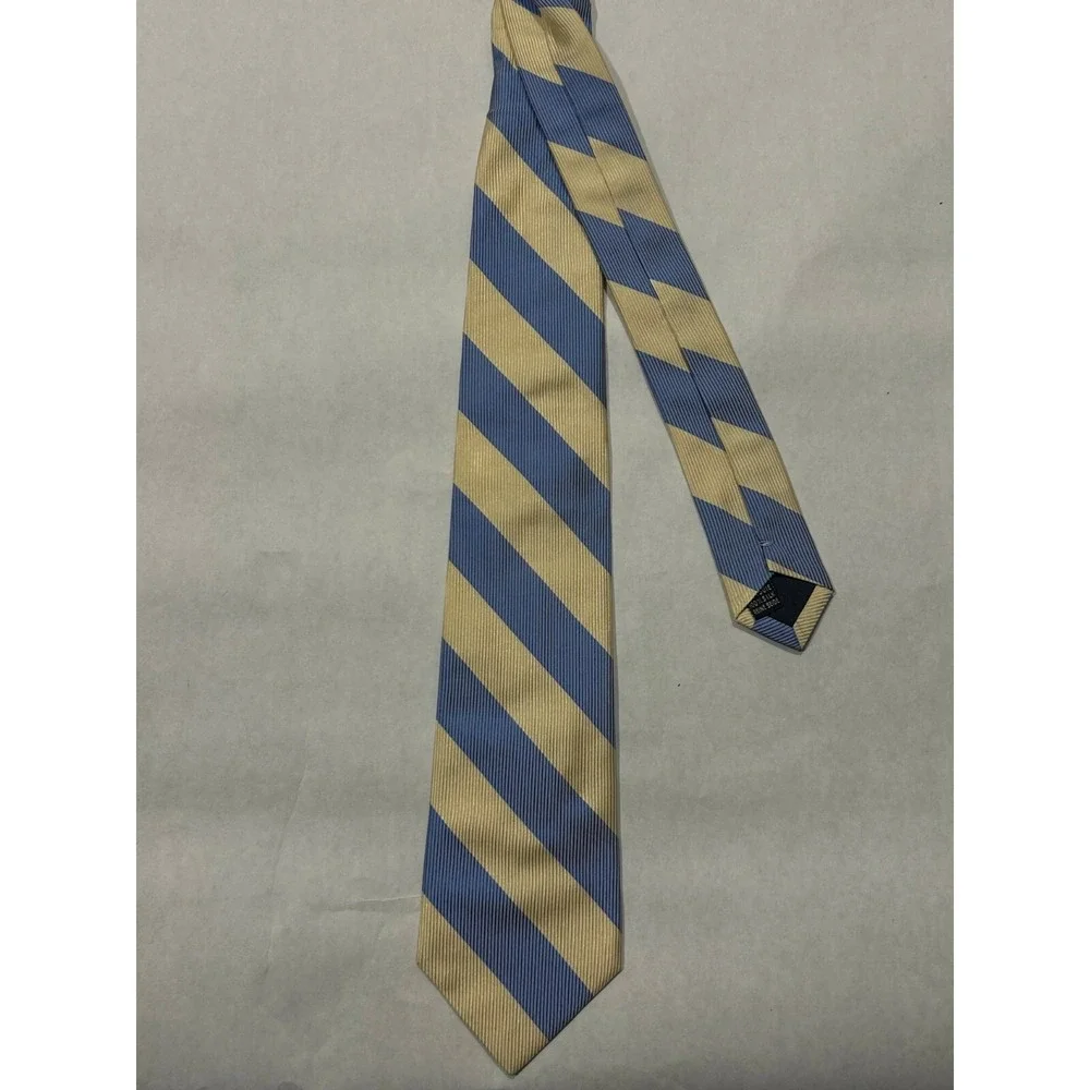 J. Press Necktie Mens One Size Blue Yellow Striped Silk Designer Classic‎ Repp